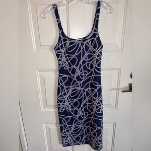 Zara Navy and White Patterned Dress